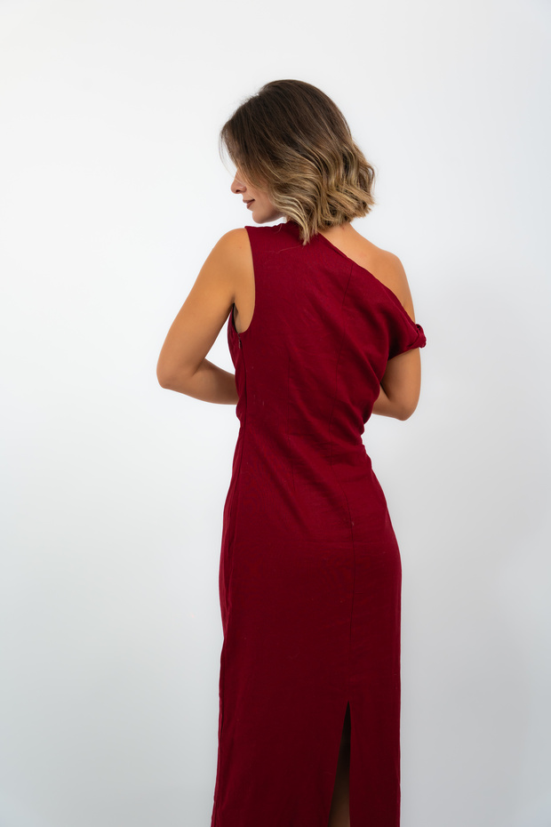 Rochie eleganta burgundy - 6