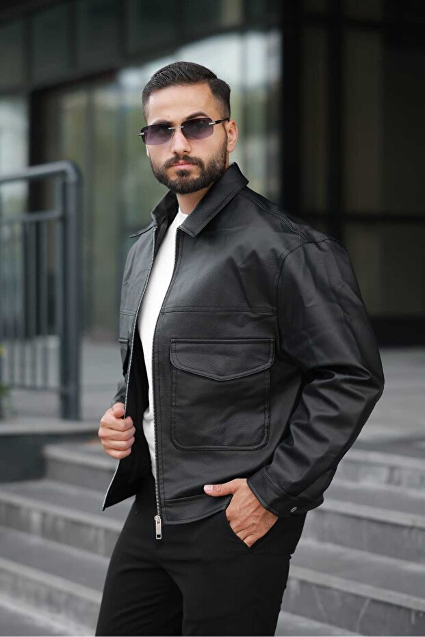New Season Oversize Old Money Style Trend Men's Leather Coat Jacket