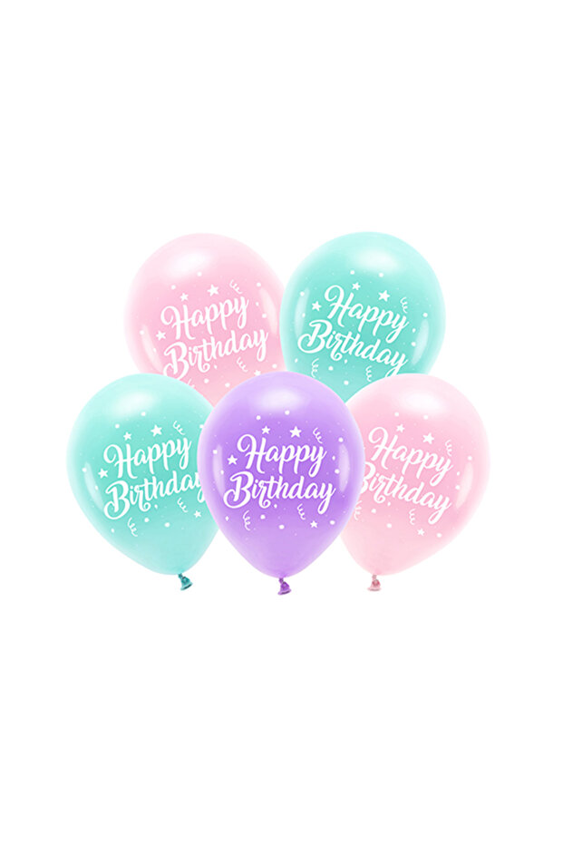 Eco Balloons 26 cm, Happy Birthday, pink