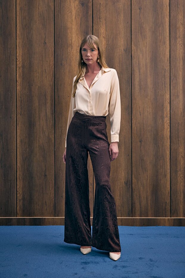 Snake Patterned Trousers - Brown - 5