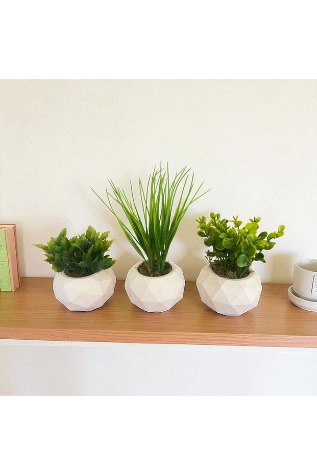 Handmade Set of 3 Concrete Flower Pot Arrangement Mother's Day Valentine's Day Flower Pot Gift