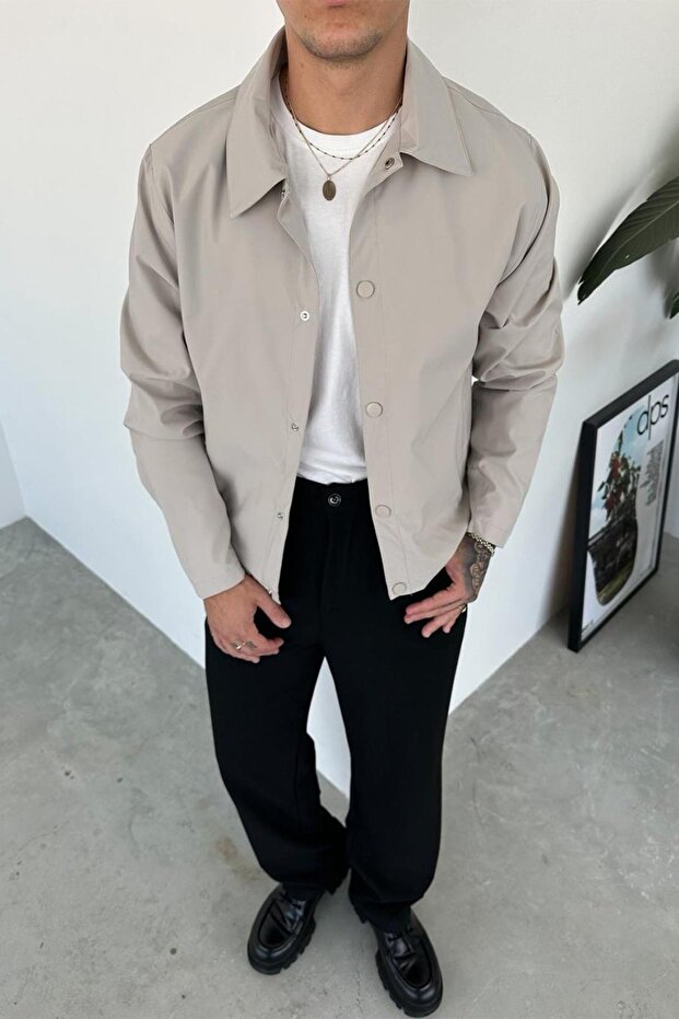 معطف بياقة وأزرار كبس - 2