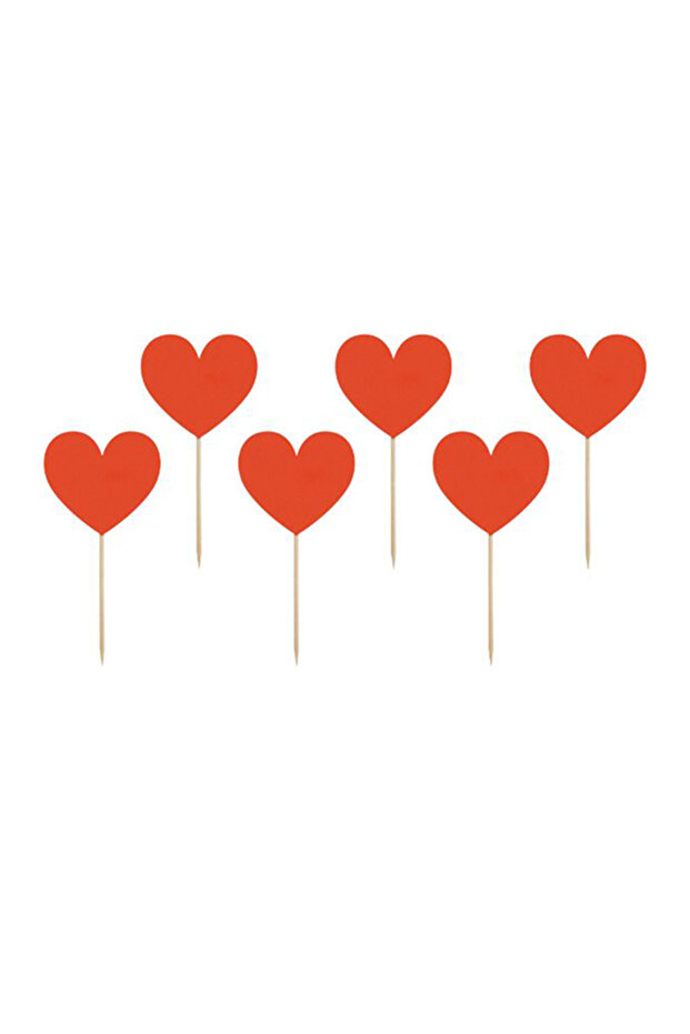 Cupcake toppers Hearts, red, height approx. 11 cm. (1 pkt / 6 pc.)
