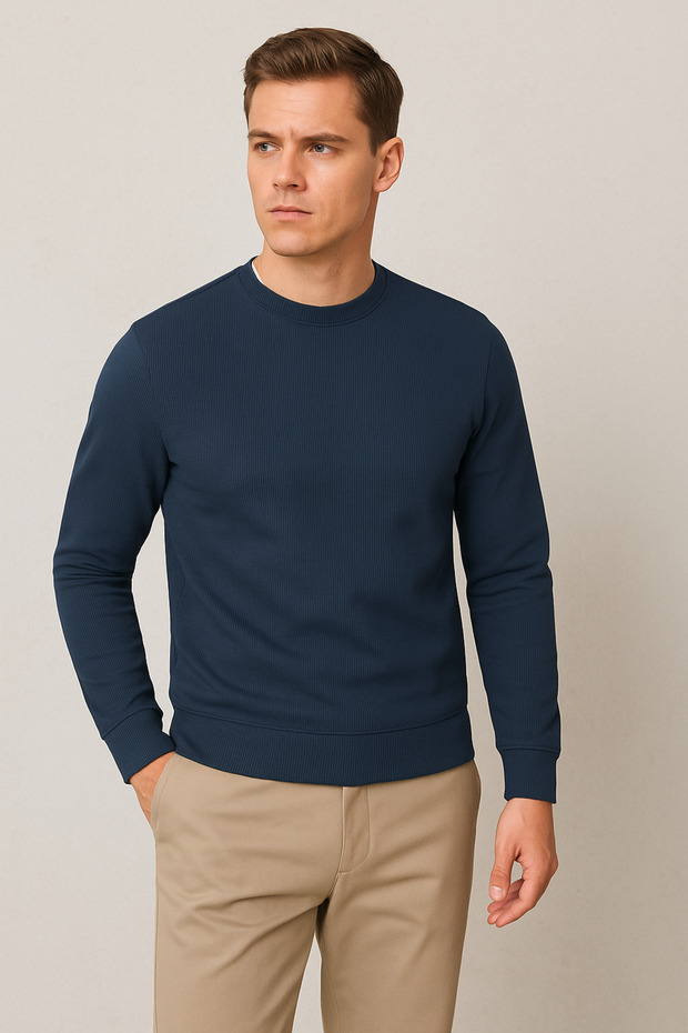 Men's Basic Sweatshirt Fit, Soft Fabric with Ottoman Texture, Ideal for Casual Outfits