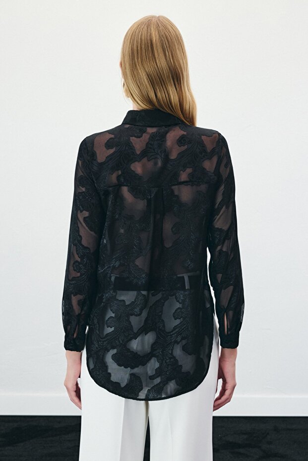 Transparan Gömlek - Siyah - 8