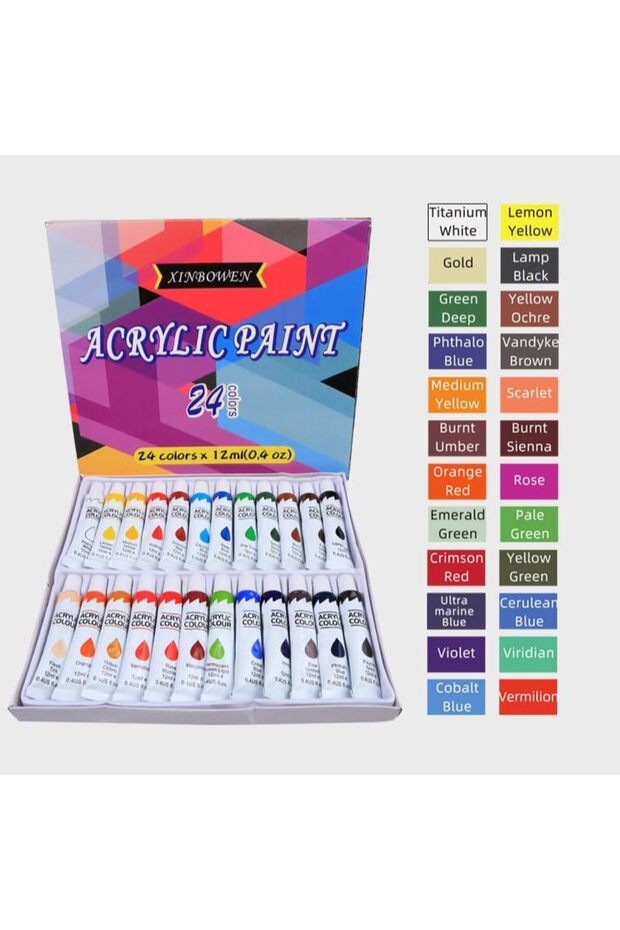 SKY-TOUCH Acrylic Paint Set: 24 Colors 12ml Non-Toxic Art Craft Paints - 6