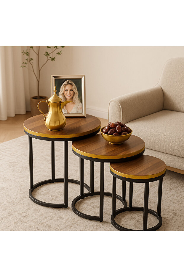 طقم طاولات خدمة دائرية 3 حبات تضيف لمسة فخامة لكل مجلس - 2