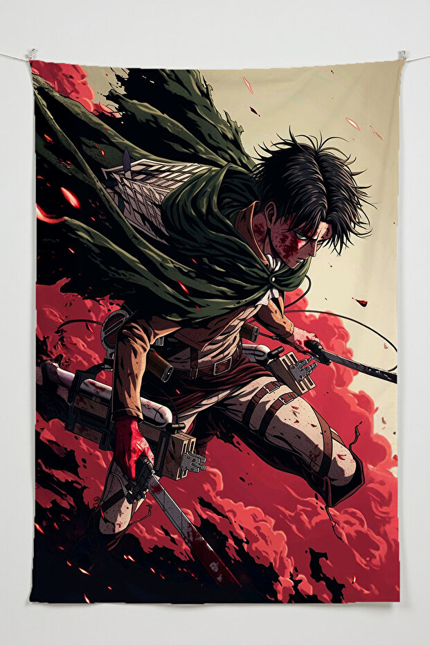 Attack On Titan Dikey Duvar Örtüsü – Anime Temalı Kaliteli Kumaş Oda Dekoru Tapestry Duvar Halısı - 1
