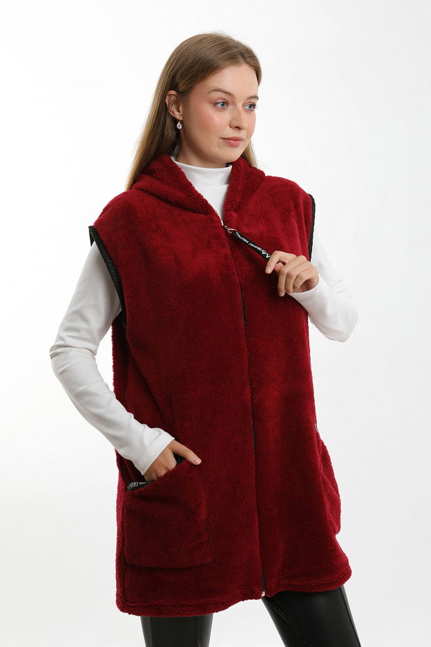 Welsoft Plush Vest with Hood and Zipper, Wide Size Range - 4