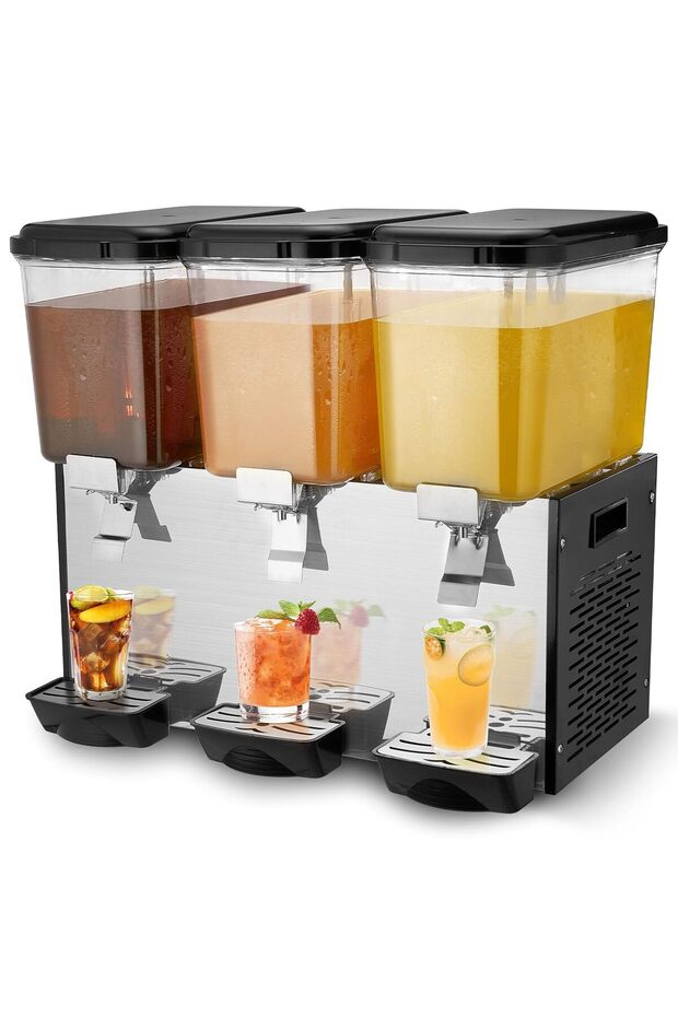 Commercial Beverage Dispenser, Juice Dispenser 3 x 18 L 512 W