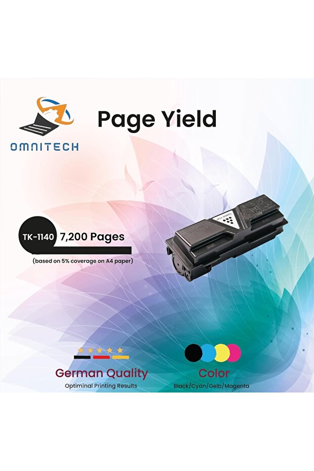 Omni Tech TK-1140 Black Toner Cartridge - Compatible with Printer Kyocera Ecosys FS-1035MFP, FS-1135