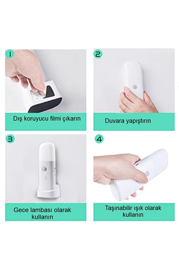 Hareket Sensörlü Şarjlı LED Gece Lambası 2000 mAh, 120° Algılama 5 Kademe SOS Modu - 8