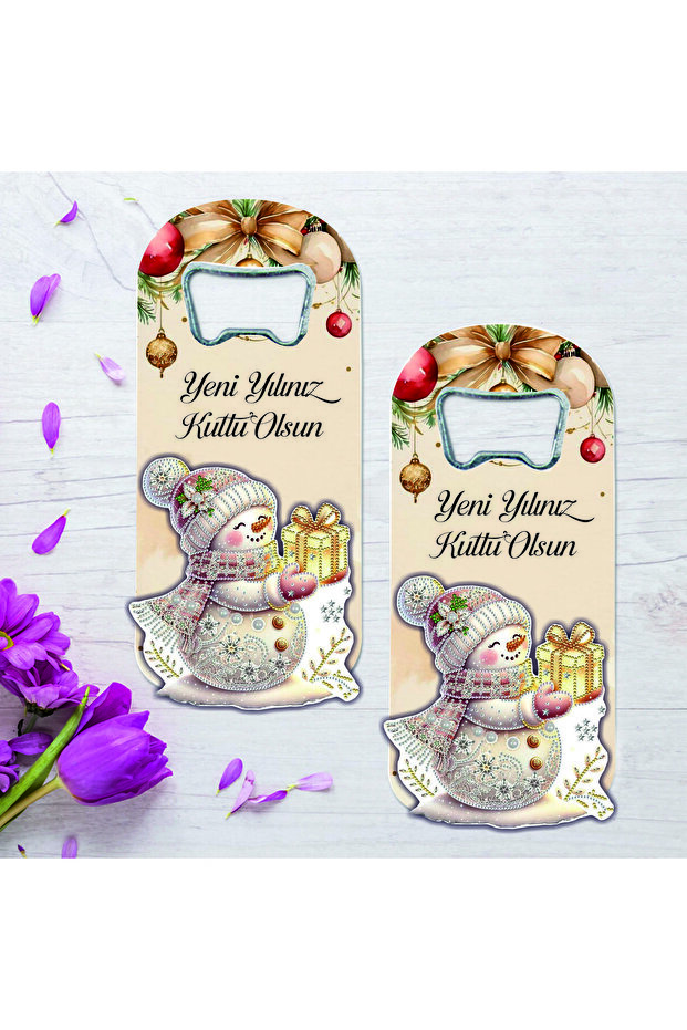 10 Wooden Embossed Christmas Themed Bottle Opener Magnets