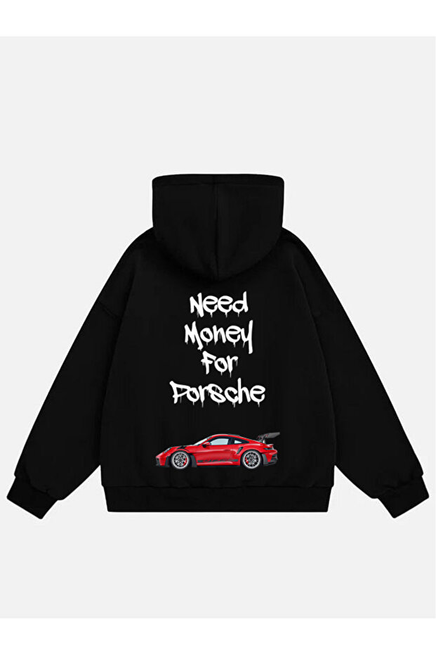 Unisex Need Money for Printed Hooded Fleece Oversize Sweatshirt