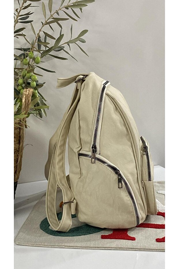 حقيبة ظهر جلدية مغسولة - 2