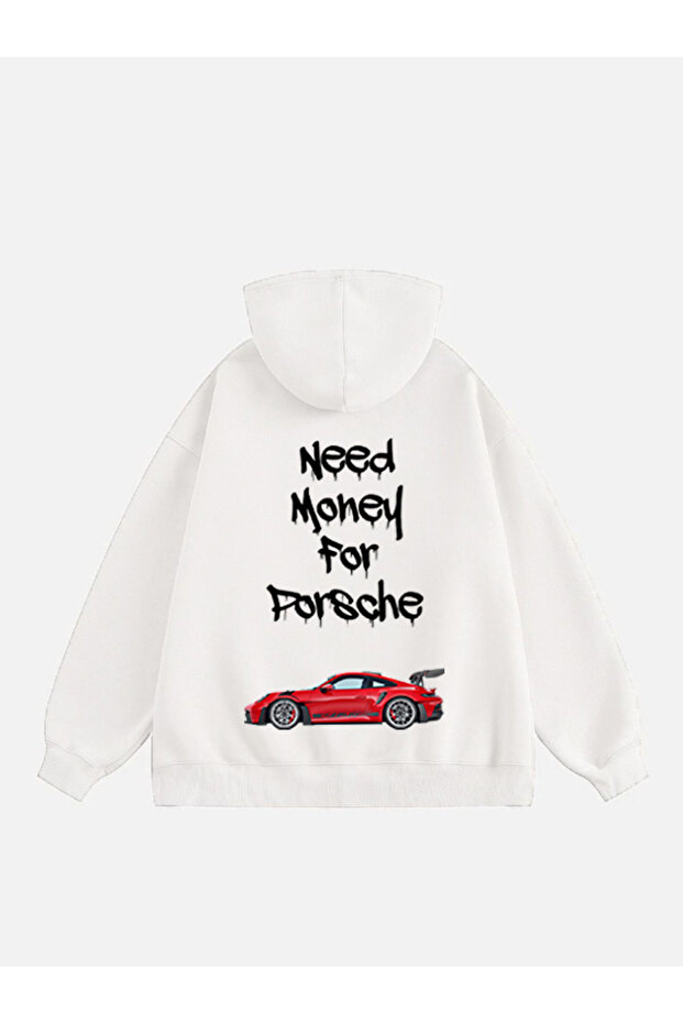 Unisex Need Money for Printed Hooded Fleece Oversize Sweatshirt