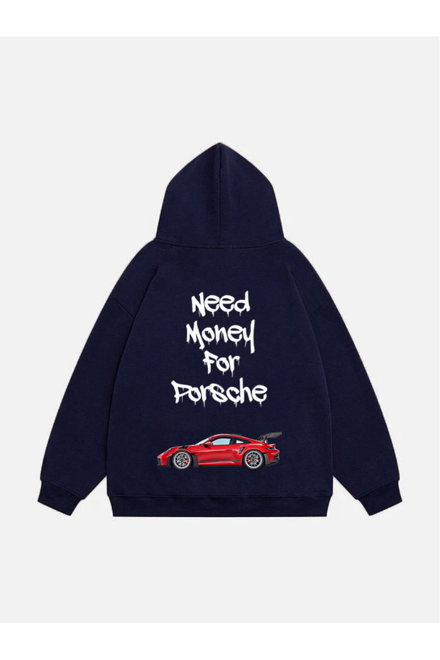 Unisex Need Money for Printed Hooded Fleece Oversize Sweatshirt