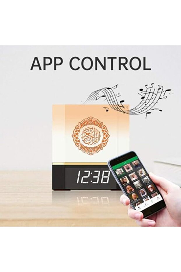 Smart Quran Speaker with LED Touch Lamp, Digital Clock, Bluetooth Music Player, Remote Control, Rech - 3
