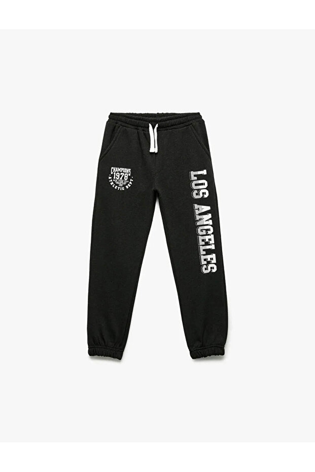 Pocket Detailed Embossed Printed Anthracite Boys' Sweatpants 6Wkb40044Tk