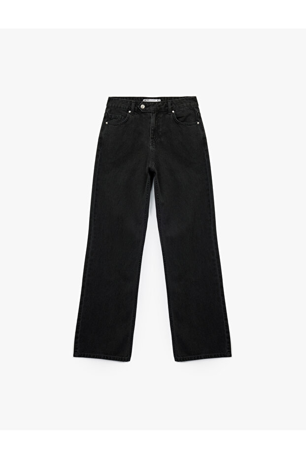 Cotton Regular Waist Straight Leg Jeans - Straight Fit Jeans