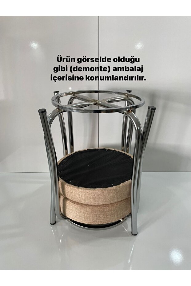 Tabure (2 Adet) Metal Krom Ayak, İstiflenebilir Mobilya, Balkon, Mutfak, Salon ve Teras Takımı - 4
