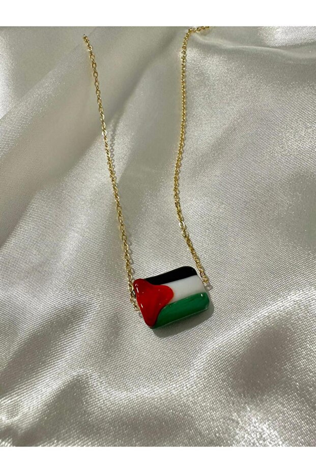 Handmade Murano Glass Palestine Flag Pendant