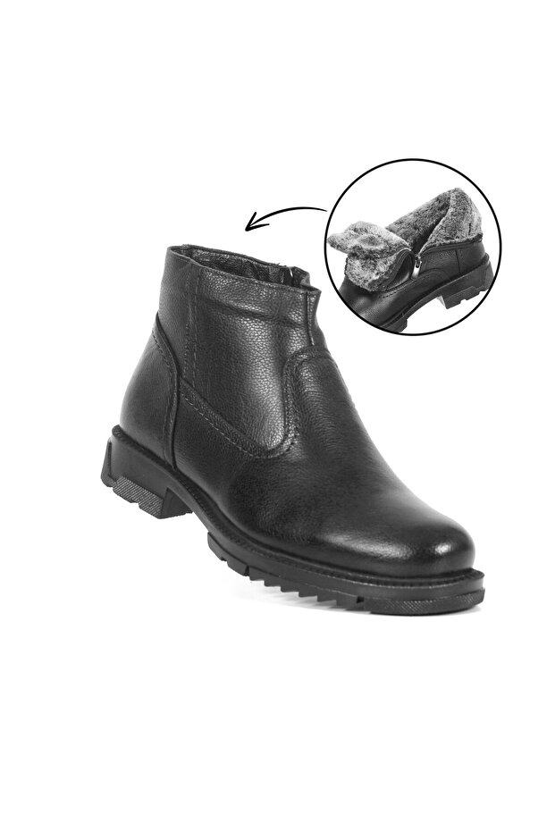 100% Genuine Leather Winter Men's Boots Black