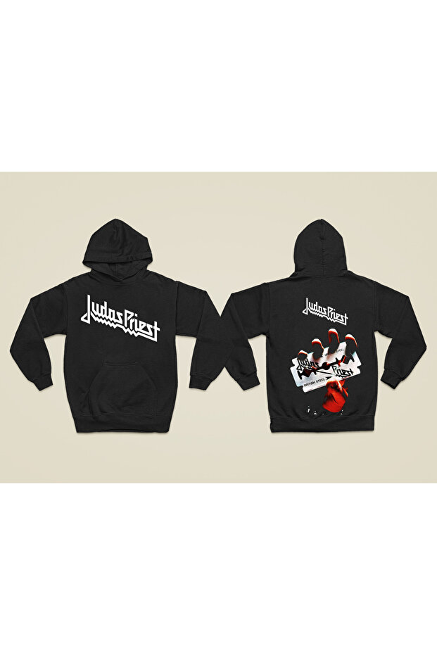 Judas Priest Printed Cotton Long Sleeve Ribbed 3 Thread Hooded Rock Sweatshirt