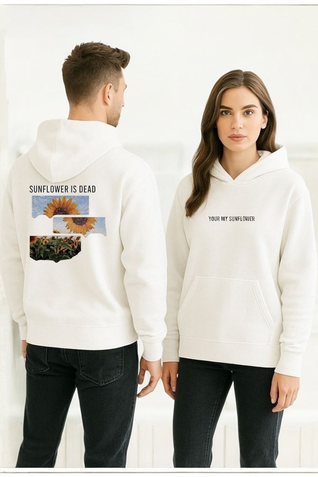 Sun Flowers Colorful Printed Hooded Sweatshirt
