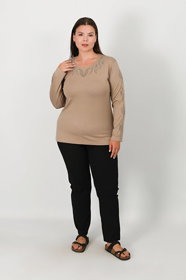 Taş Baskı Penye Bluz - 2