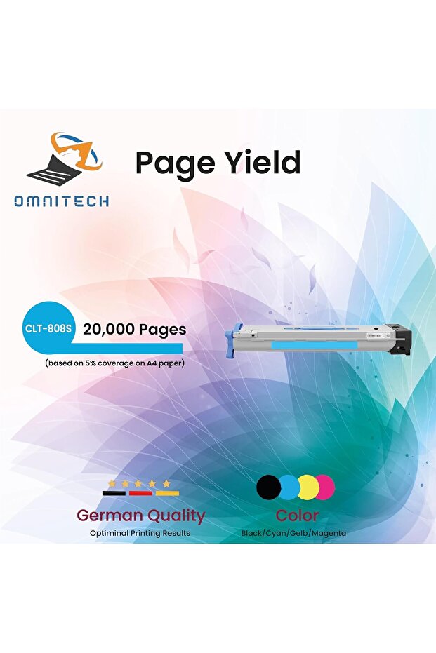 Omni Tech CLT-808S Cyan High Yield Toner Cartridge - Compatible with Printer Samsung MultiXpress X 4