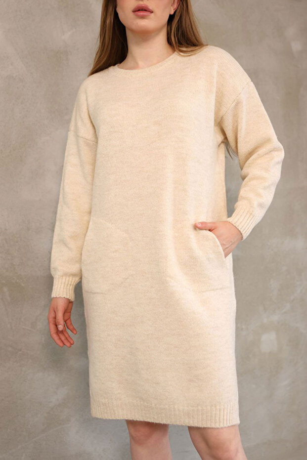 Double Pocket Crew Neck Tunic Dress