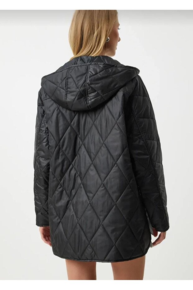 Kadın Kapüşonlu Kapitone Oversize Mont - 2