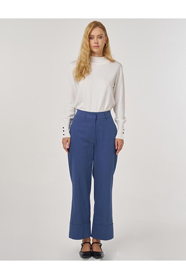 Duble Paça Kumaş Pantolon İndigo - 3