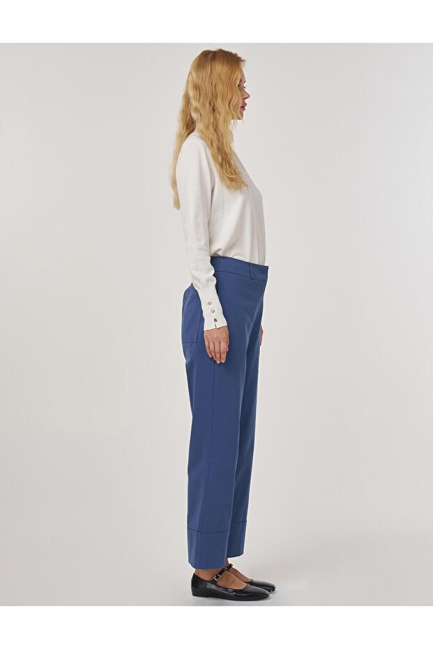 Duble Paça Kumaş Pantolon İndigo - 6