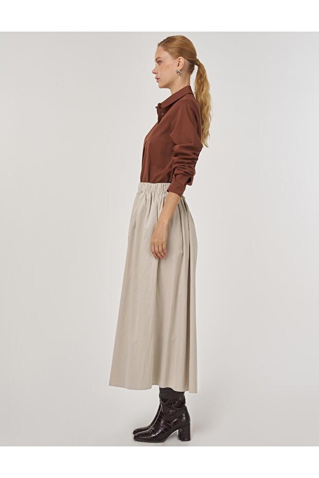 Cep Detaylı Çan Etek Bej - 3