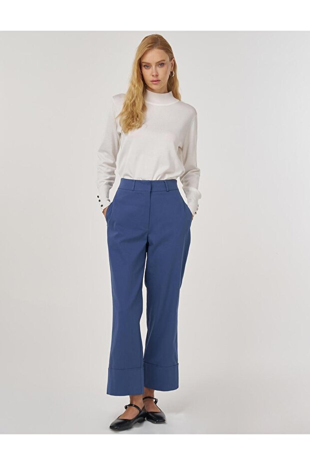 Duble Paça Kumaş Pantolon İndigo - 1