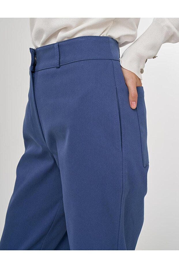 Duble Paça Kumaş Pantolon İndigo - 7