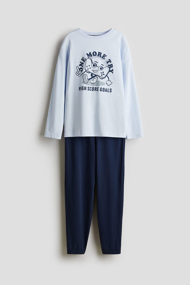 Baskı Motifli ve Pamuklu Pijama Takımı - 1