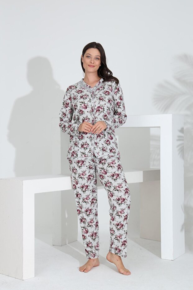 Angelique 100% Cotton Long Sleeve Button-Down Women's Pajamas Set 21514