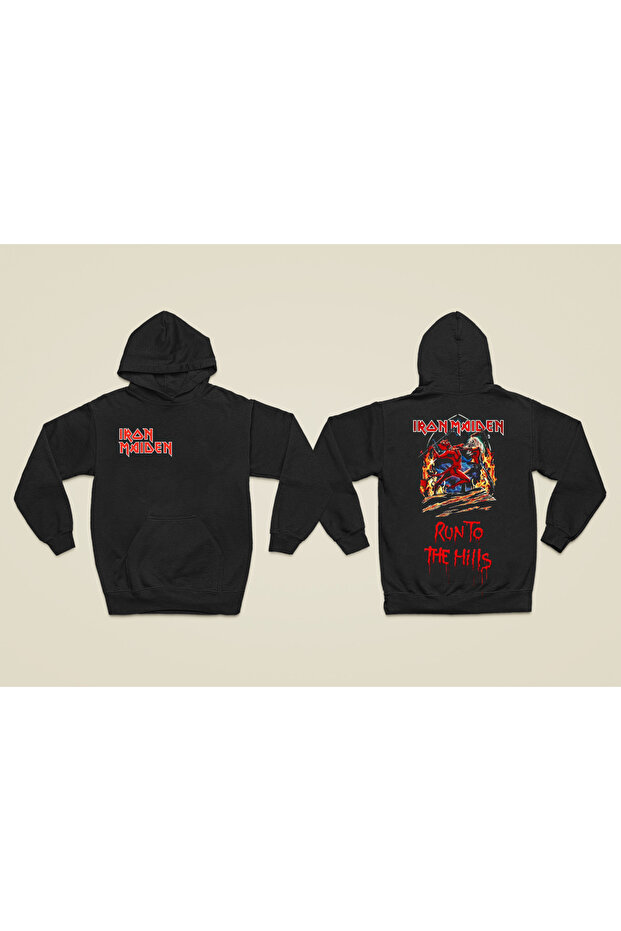 Iron Maiden Printed Cotton Long Sleeve Ribbed 3 Thread Hooded Rock Sweatshirt