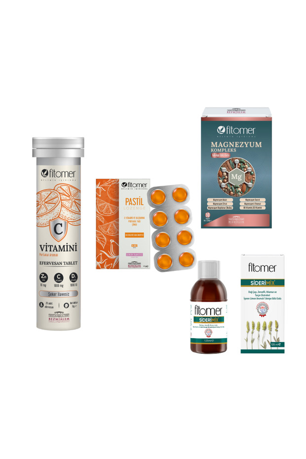 Daily Supplement Set (Vitamin C Effervescent Magnesium 60 Capsules Vitamin C Lozenges Siderimix)