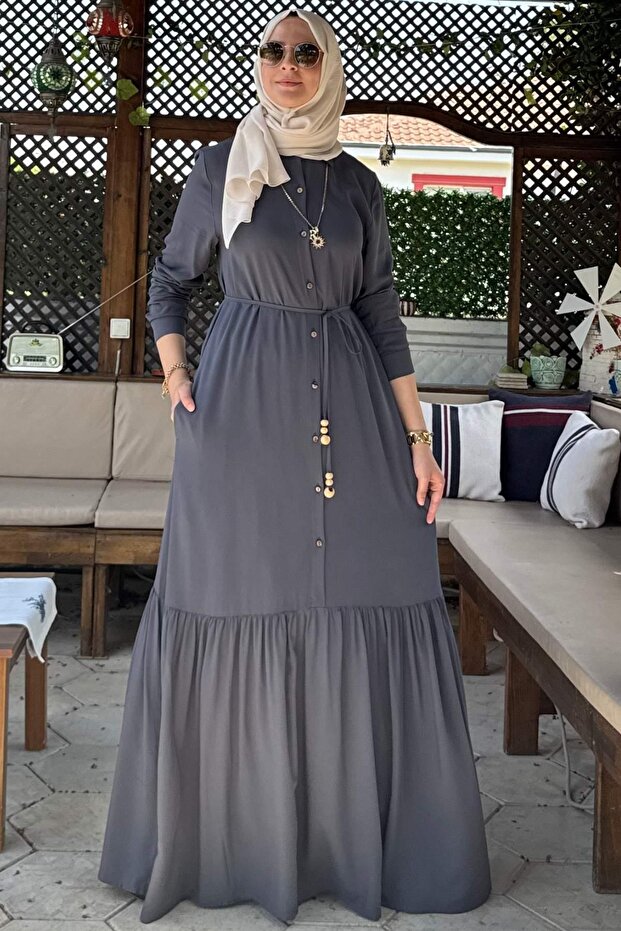 Süreyya Gömlek Elbise Antrasit - 1