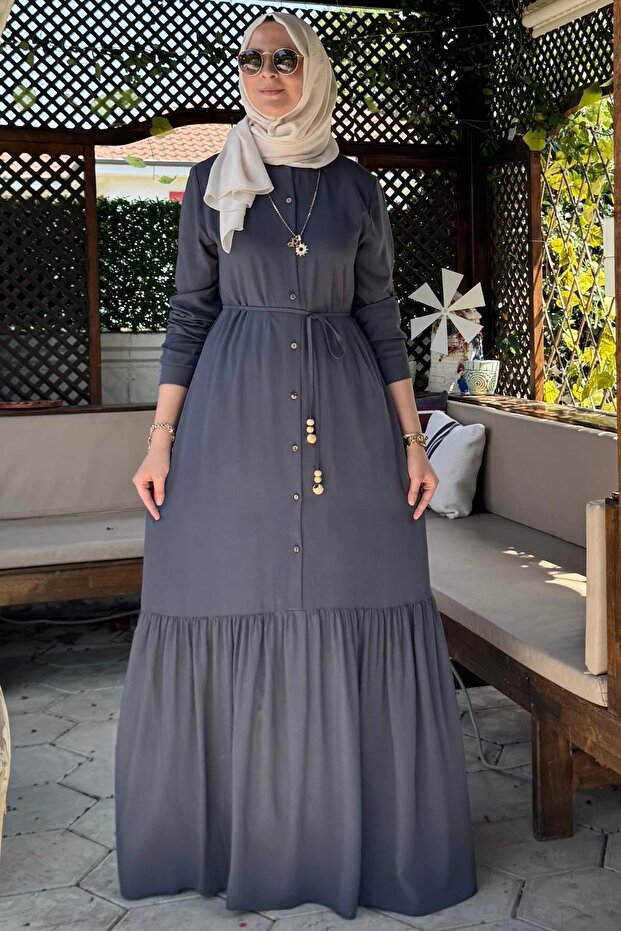 Süreyya Gömlek Elbise Antrasit - 4