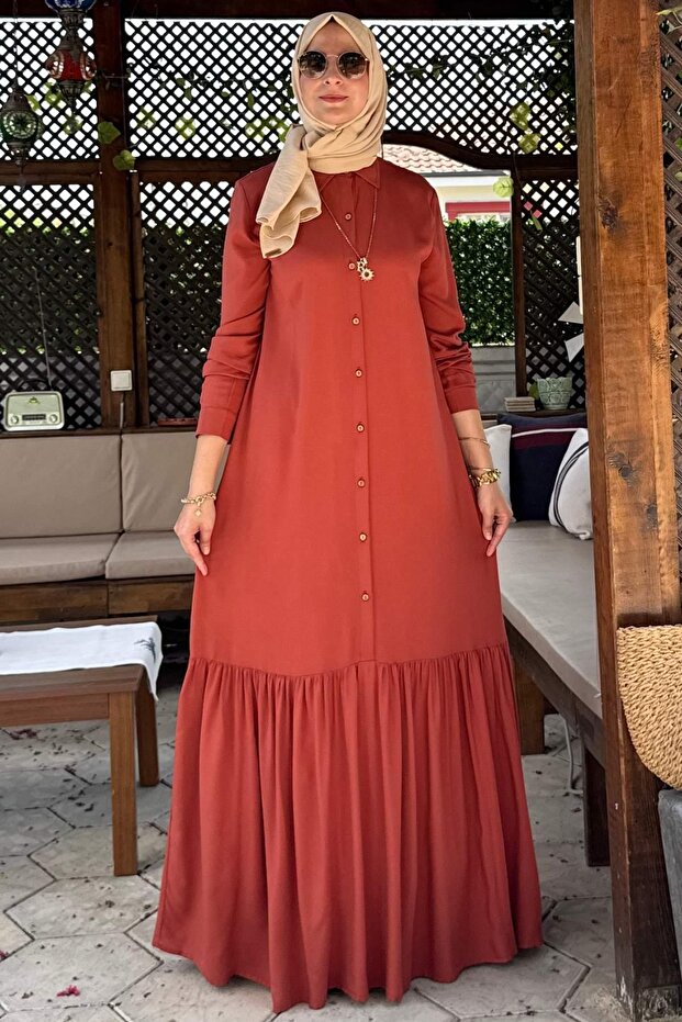 Süreyya Gömlek Elbise Kiremit - 7
