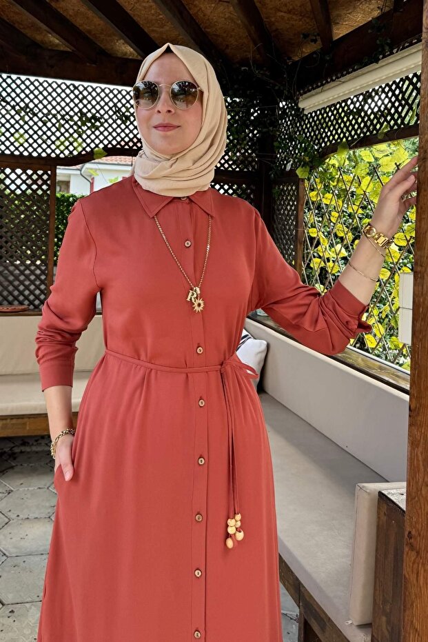 Süreyya Gömlek Elbise Kiremit - 3