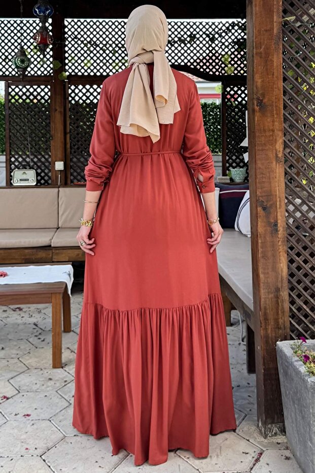 Süreyya Gömlek Elbise Kiremit - 6