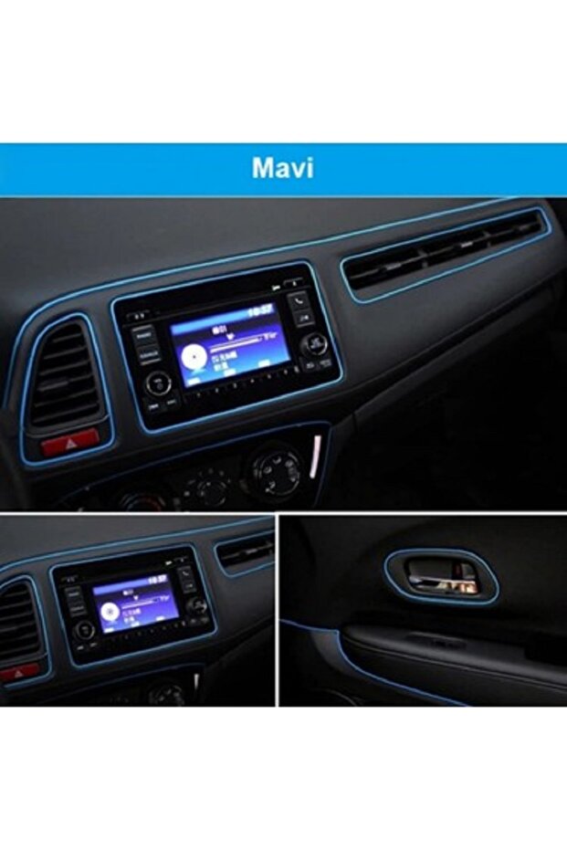 Audi A6 Compatible In-Car Nickel-Plated Blue Dashboard Trim Strip 2 Meters