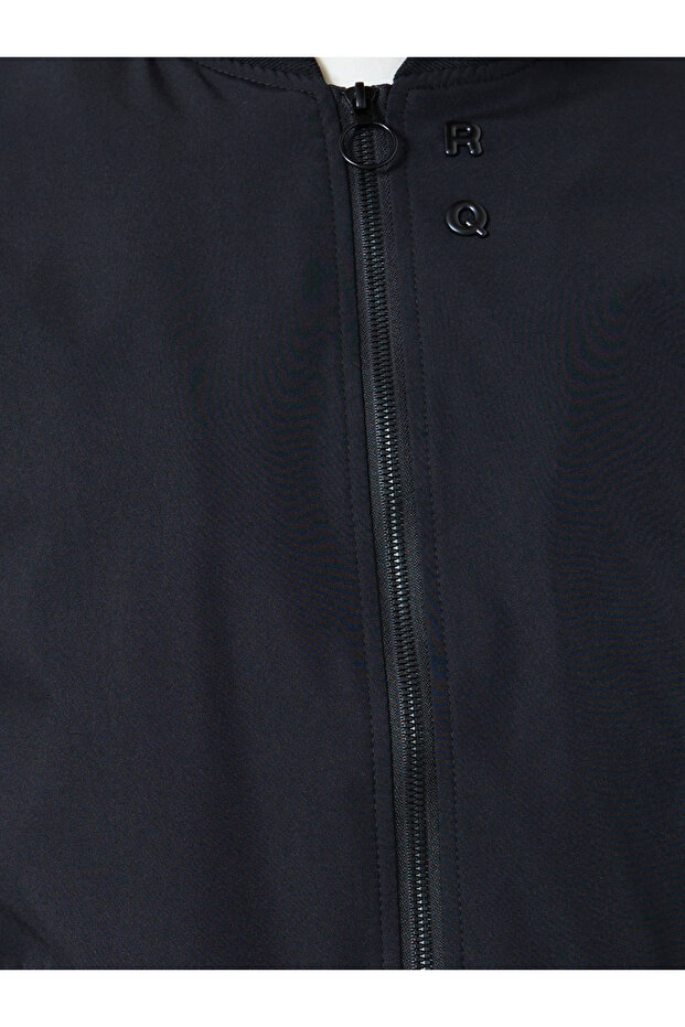 Men Black Solid Bomber Jacket - 4