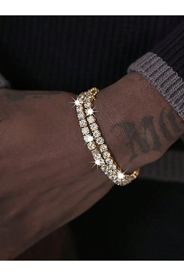 Set of 2 - Embellished Link Tennis Bracelet‌